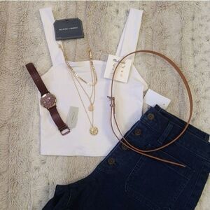 BP Sweetheart Cropped Tank Top Bralette White Wide Strap Women's XXS Aesthetic